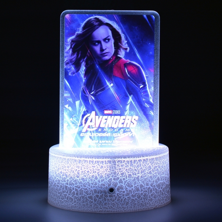 The avengers allianc Acrylic night light 16 kinds of color changing USB interface box 14X7X4CM white base