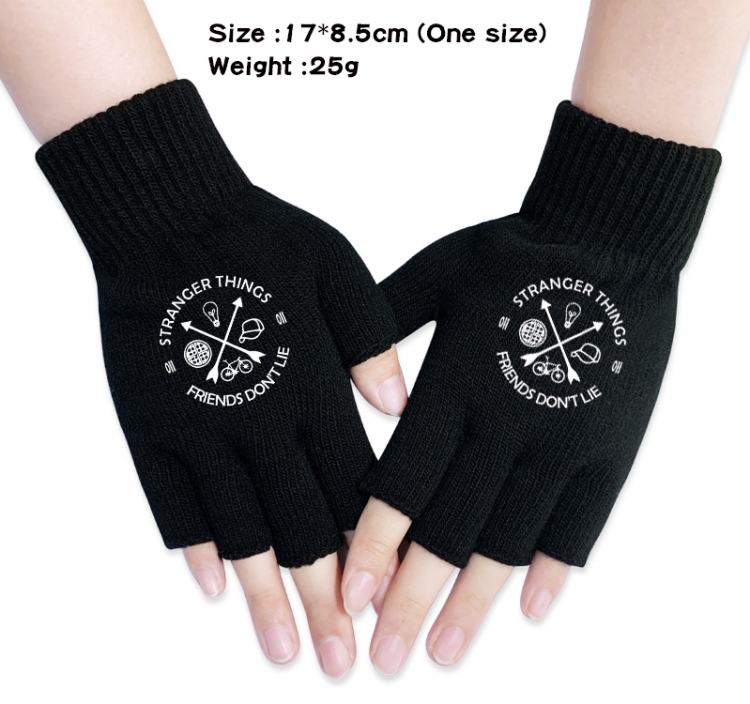 Stranger Things Anime knitted half finger gloves 17x8.5cm