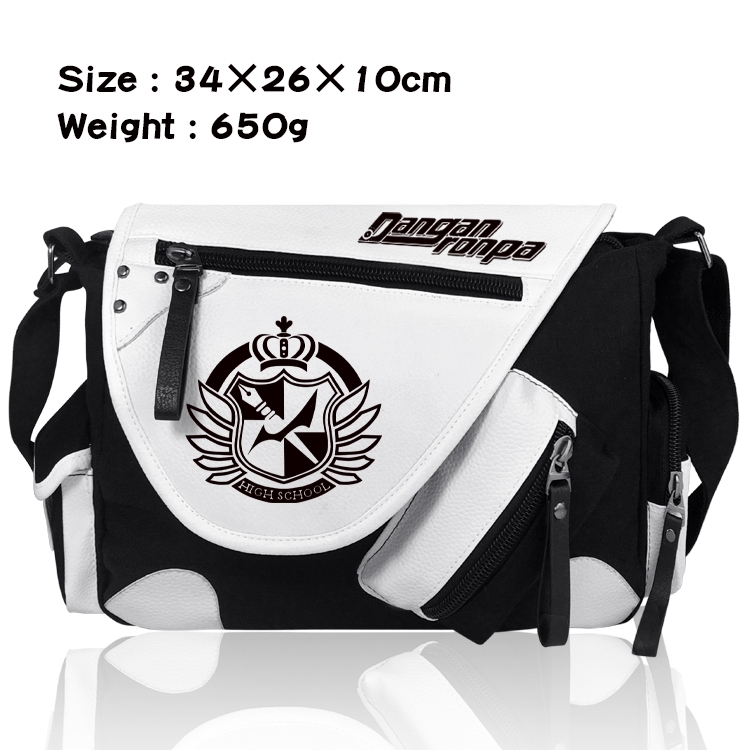 Dangan-Ronpa Anime PU Colorblock Leather Shoulder Crossbody Bag 34x26x10cm