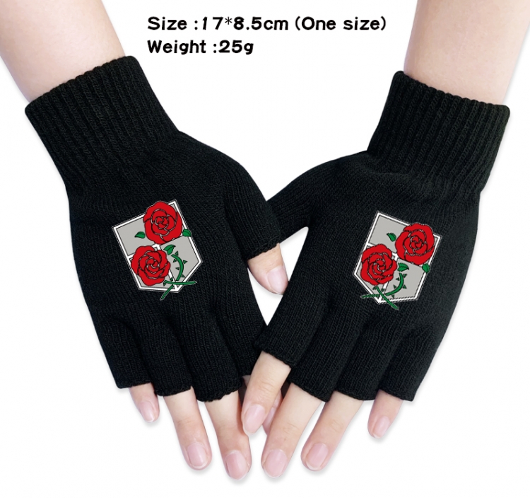 Shingeki no Kyojin Anime knitted half finger gloves 17x8.5cm