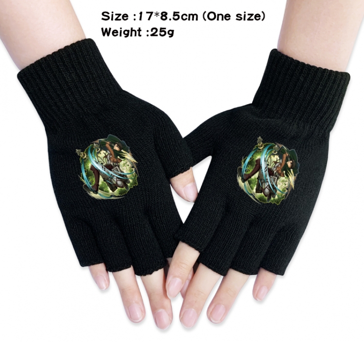 Shingeki no Kyojin Anime knitted half finger gloves 17x8.5cm