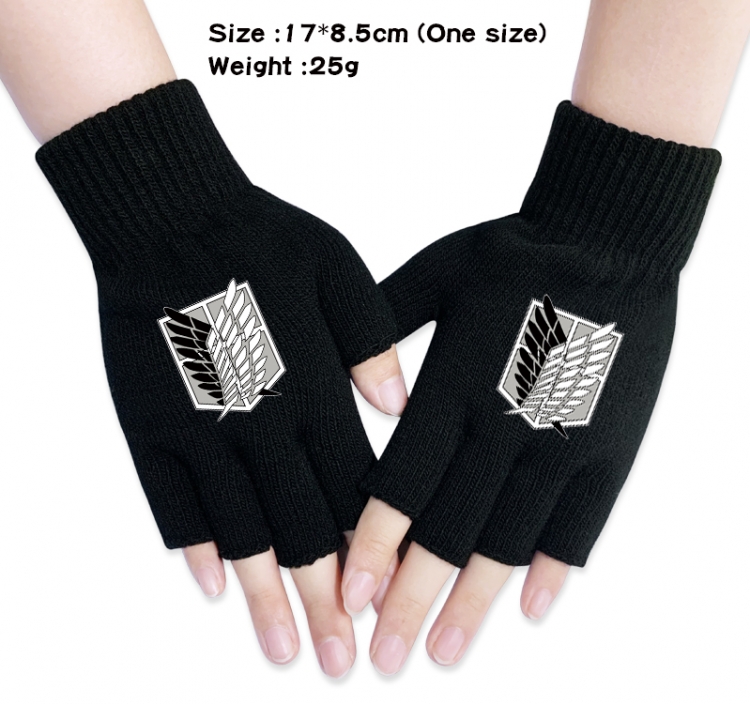 Shingeki no Kyojin Anime knitted half finger gloves 17x8.5cm