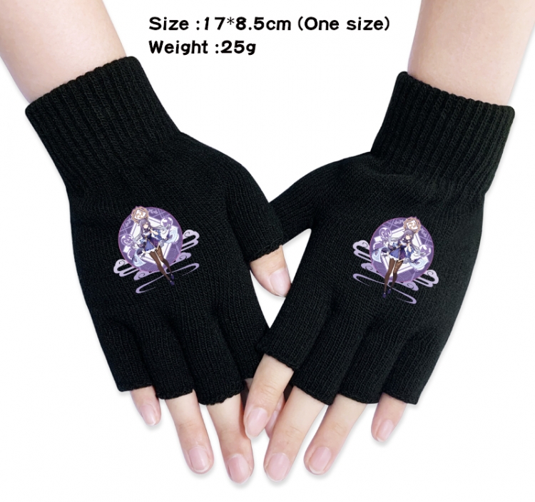 Genshin Impact Anime knitted half finger gloves 17x8.5cm