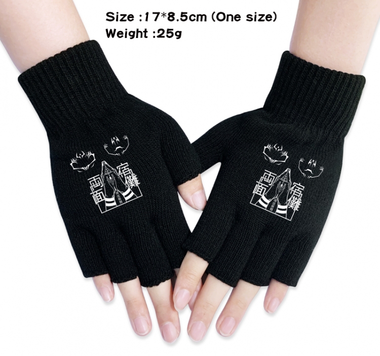 Jujutsu Kaisen Anime knitted half finger gloves 17x8.5cm