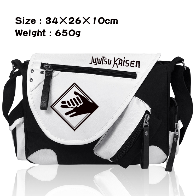 Jujutsu Kaisen Anime PU Colorblock Leather Shoulder Crossbody Bag 34x26x10cm