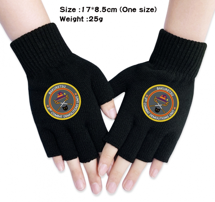 Blessings for a better world Anime knitted half finger gloves 17x8.5cm