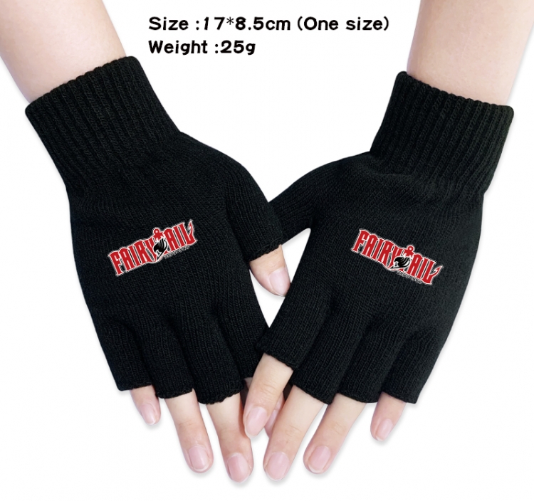 Fairy tail Anime knitted half finger gloves 17x8.5cm