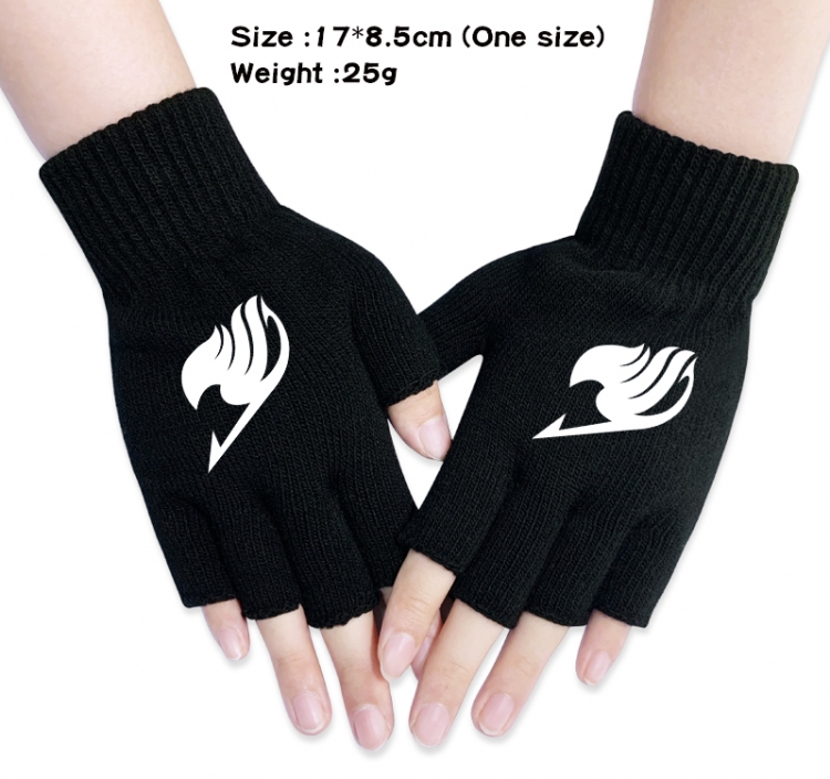 Fairy tail Anime knitted half finger gloves 17x8.5cm