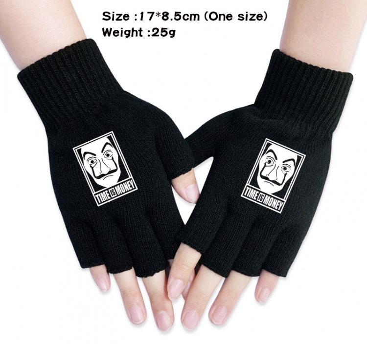 Money Heist Anime knitted half finger gloves 17x8.5cm