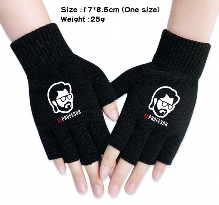 Money Heist Anime knitted half finger gloves 17x8.5cm