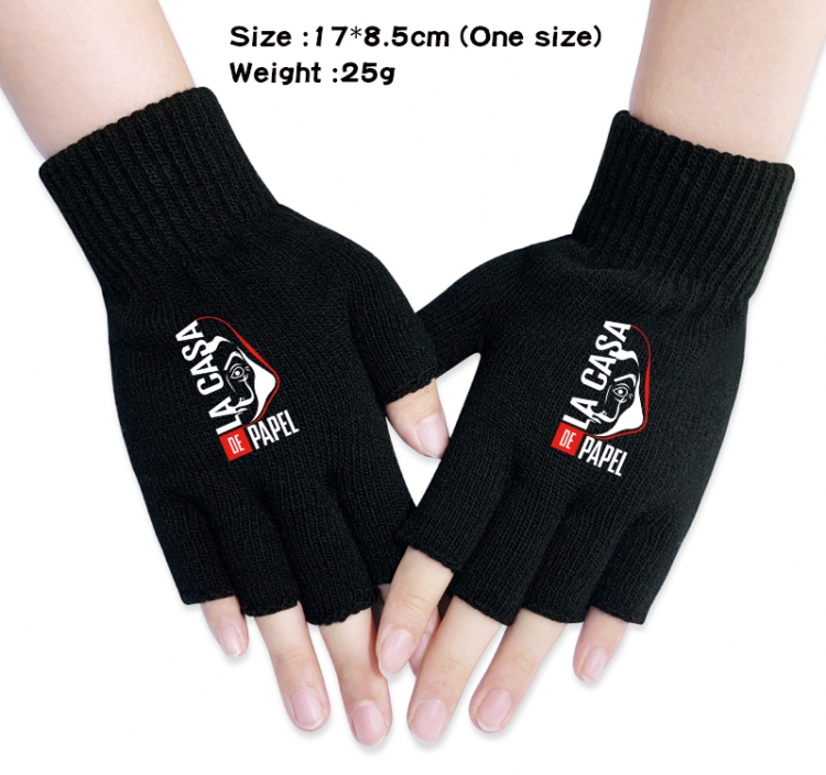 Money Heist Anime knitted half finger gloves 17x8.5cm