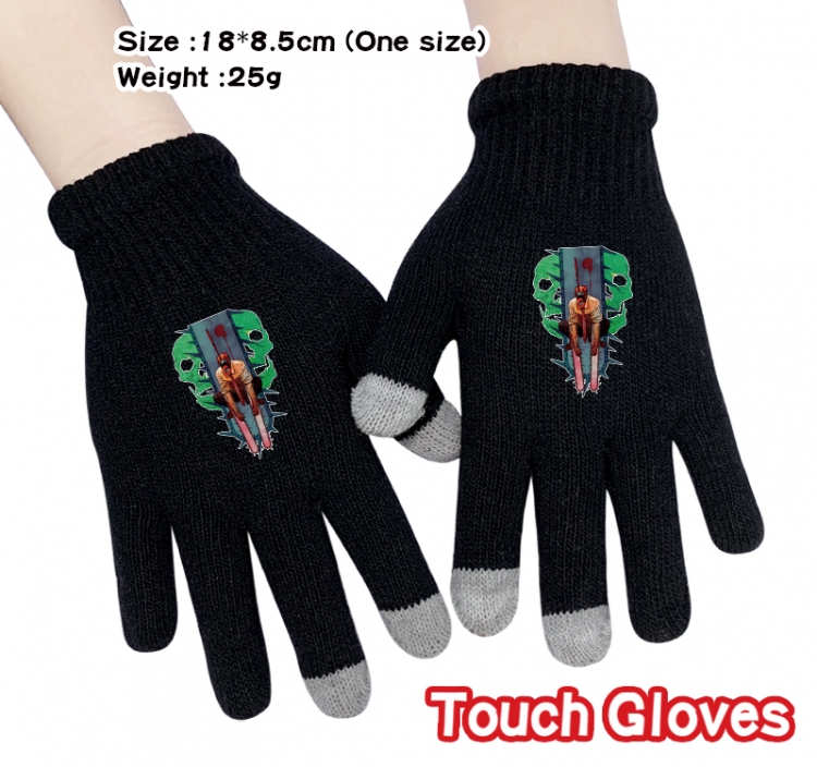 Chainsaw man Anime touch screen knitting all finger gloves 18X8.5CM