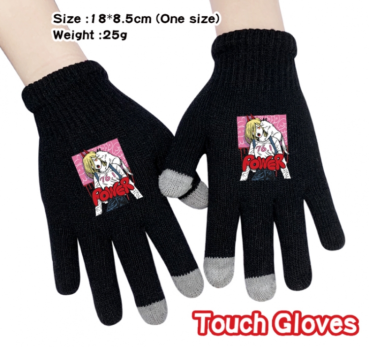 Chainsaw man Anime touch screen knitting all finger gloves 18X8.5CM