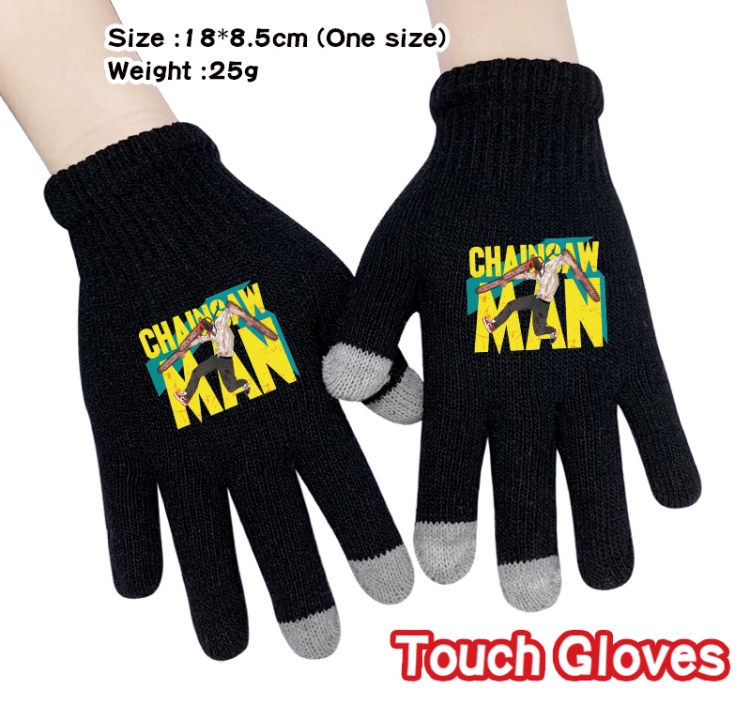 Chainsaw man Anime touch screen knitting all finger gloves 18X8.5CM