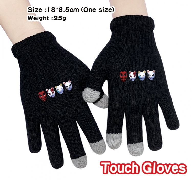 Demon Slayer Kimets Anime touch screen knitting all finger gloves 18X8.5CM