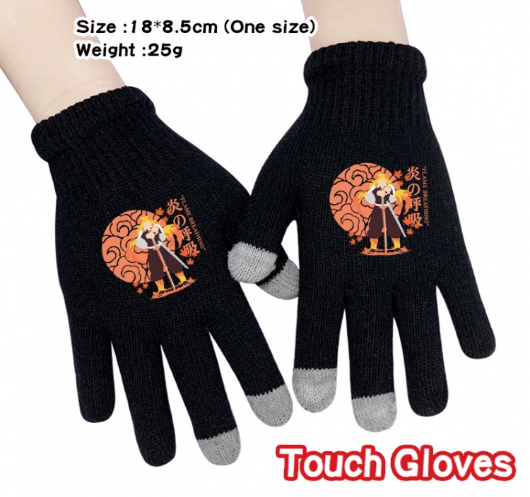 Demon Slayer Kimets Anime touch screen knitting all finger gloves 18X8.5CM