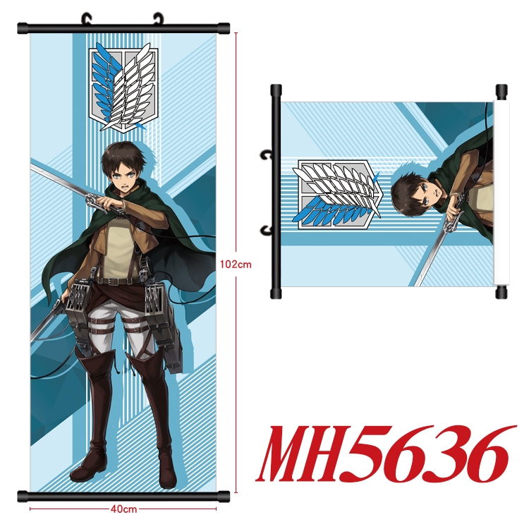 Shingeki no Kyojin Anime black Plastic rod Cloth painting Wall Scroll 40X102CM  MH5636A