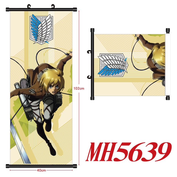 Shingeki no Kyojin Anime black Plastic rod Cloth painting Wall Scroll 40X102CM  MH5639A
