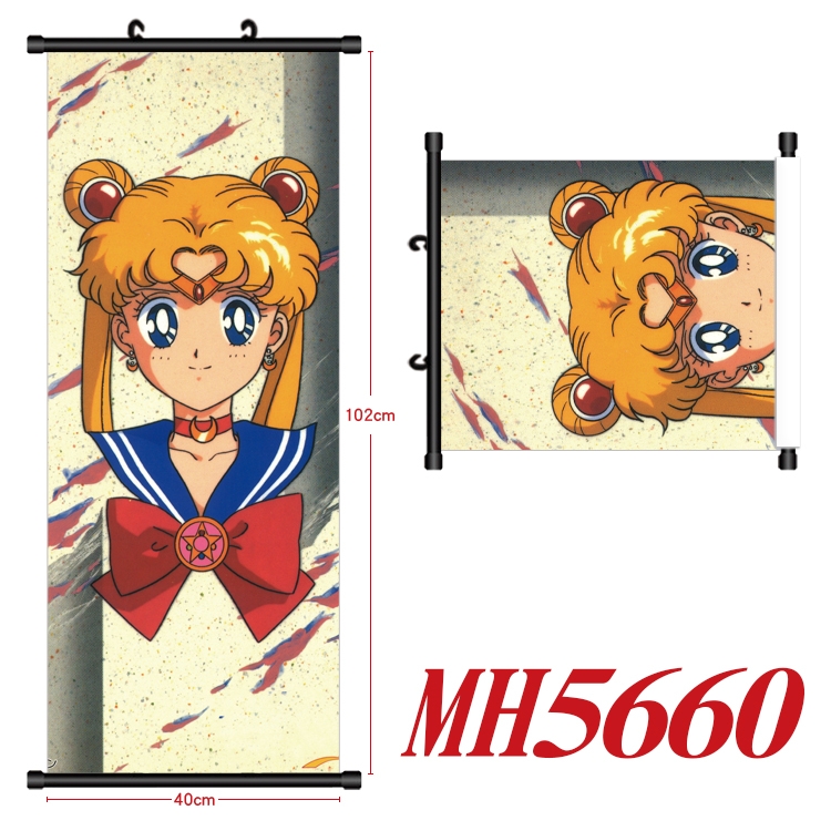 sailormoon Anime black Plastic rod Cloth painting Wall Scroll 40X102CM   MH5660A