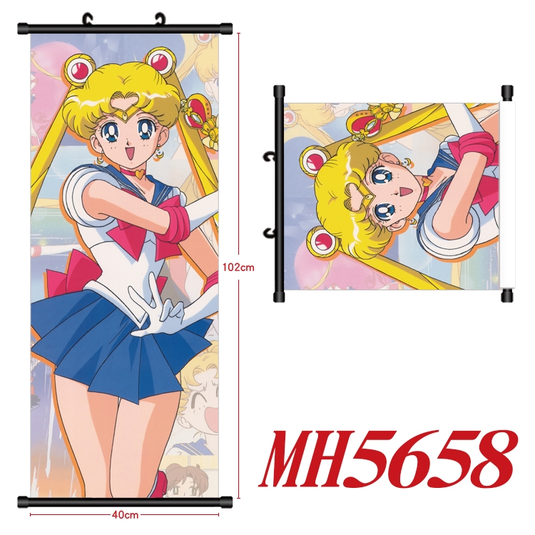 sailormoon Anime black Plastic rod Cloth painting Wall Scroll 40X102CM MH5658A