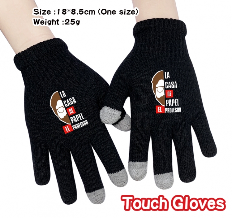 Money Heist Anime touch screen knitting all finger gloves 18X8.5CM