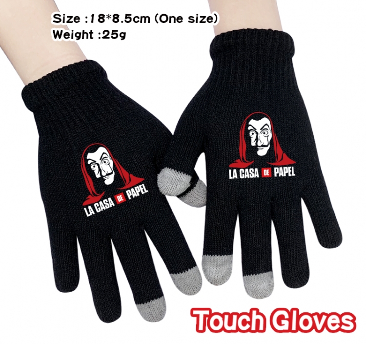 Money Heist Anime touch screen knitting all finger gloves 18X8.5CM