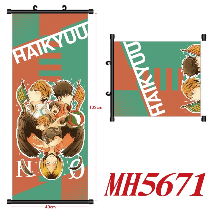 Haikyuu!! Anime black Plastic rod Cloth painting Wall Scroll 40X102CM MH5671A