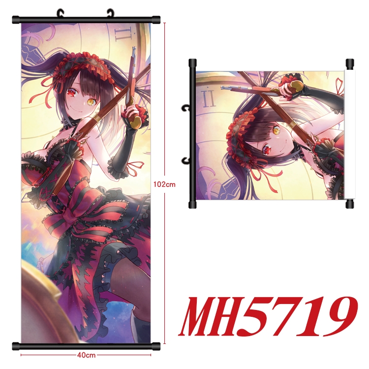 Date-A-Live Anime black Plastic rod Cloth painting Wall Scroll 40X102CM  MH5719A