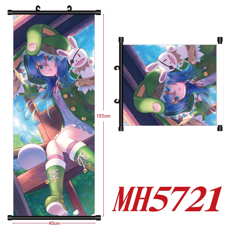 Date-A-Live Anime black Plastic rod Cloth painting Wall Scroll 40X102CM  MH5721A