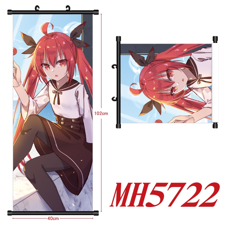 Date-A-Live Anime black Plastic rod Cloth painting Wall Scroll 40X102CM MH5722A