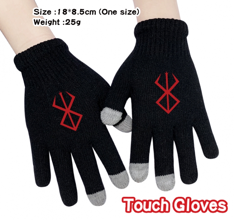 Berserk Anime touch screen knitting all finger gloves 18X8.5CM