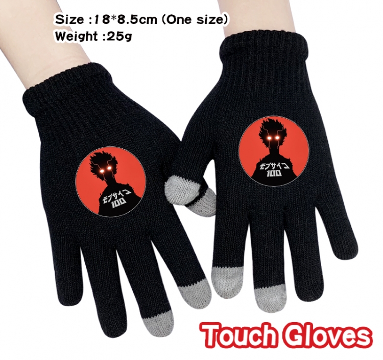 Mob Psycho 100 Anime touch screen knitting all finger gloves 18X8.5CM