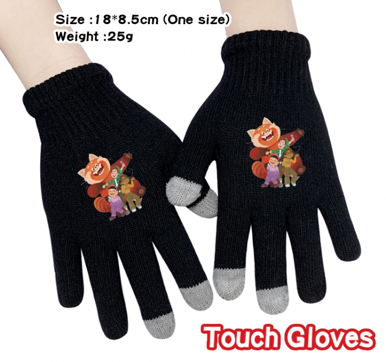 Turning Red Anime touch screen knitting all finger gloves 18X8.5CM