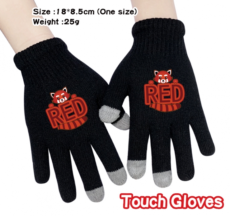 Turning Red Anime touch screen knitting all finger gloves 18X8.5CM