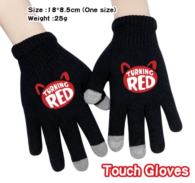 Turning Red Anime touch screen knitting all finger gloves 18X8.5CM