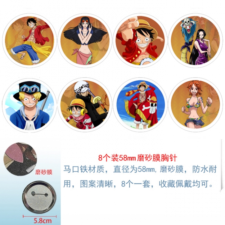 One Piece Anime round scrub film brooch badge 58MM a set of 8