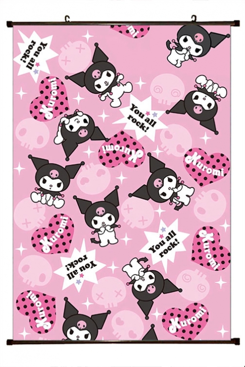 Kuromi Cartoon black Plastic rod Cloth painting Wall Scroll 60X90CM  Z3-29