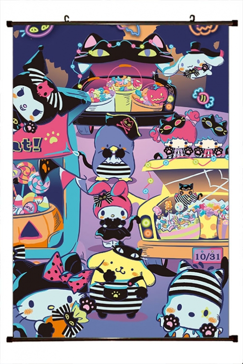 Kuromi Cartoon black Plastic rod Cloth painting Wall Scroll 60X90CM Z3-44