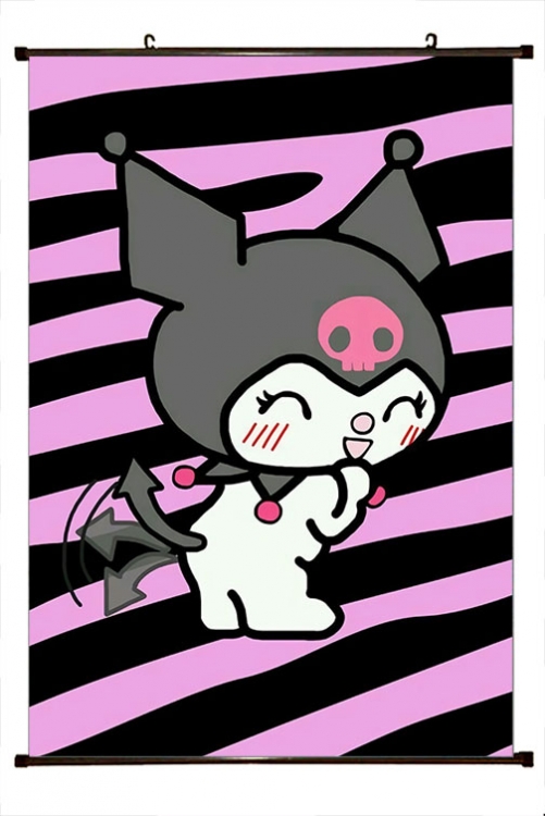 Kuromi Cartoon black Plastic rod Cloth painting Wall Scroll 60X90CM  Z3-57