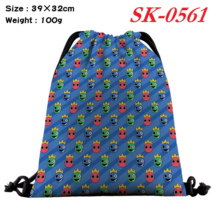 Rainbow friends cartoon Waterproof Nylon Full Color Drawstring Pocket 39x32cm SK-0561  