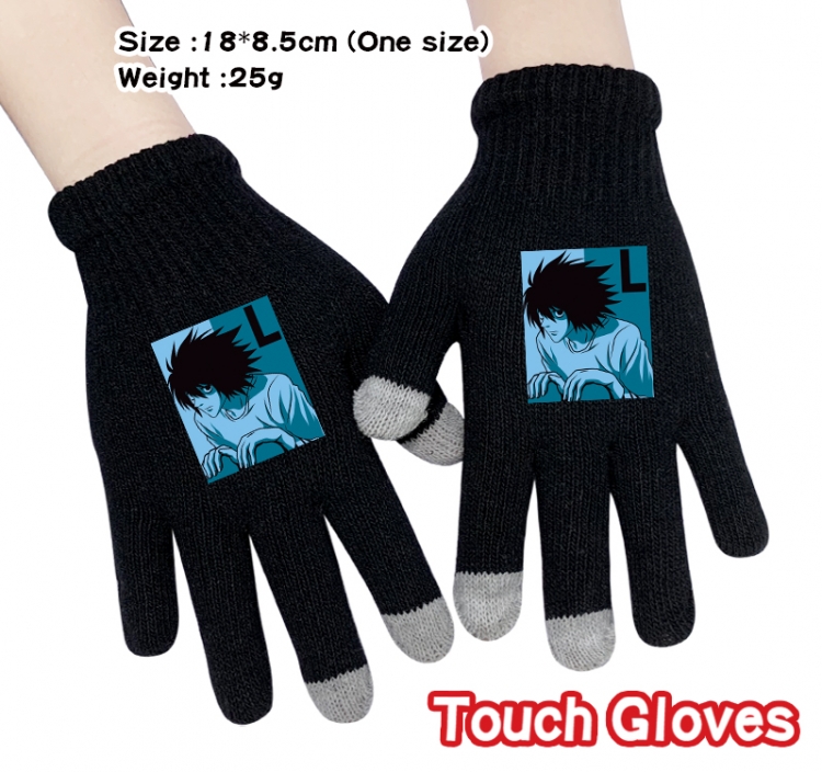 Death note Anime touch screen knitting all finger gloves 18X8.5CM