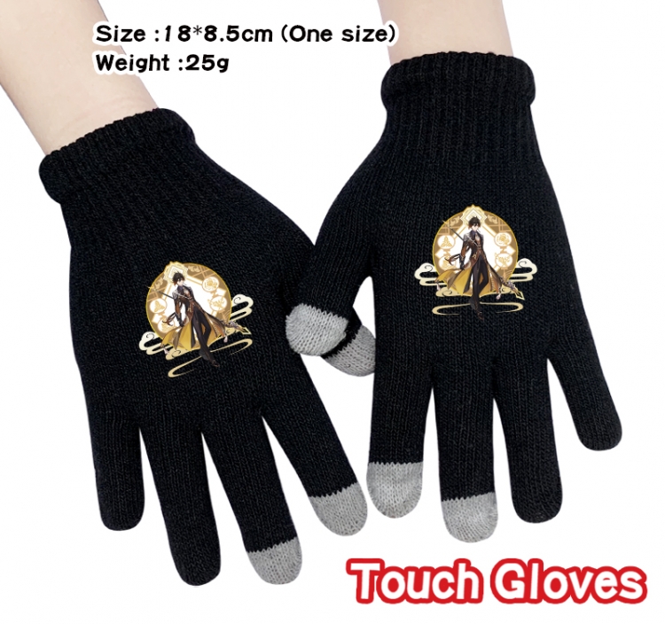 Genshin Impact Anime touch screen knitting all finger gloves 18X8.5CM