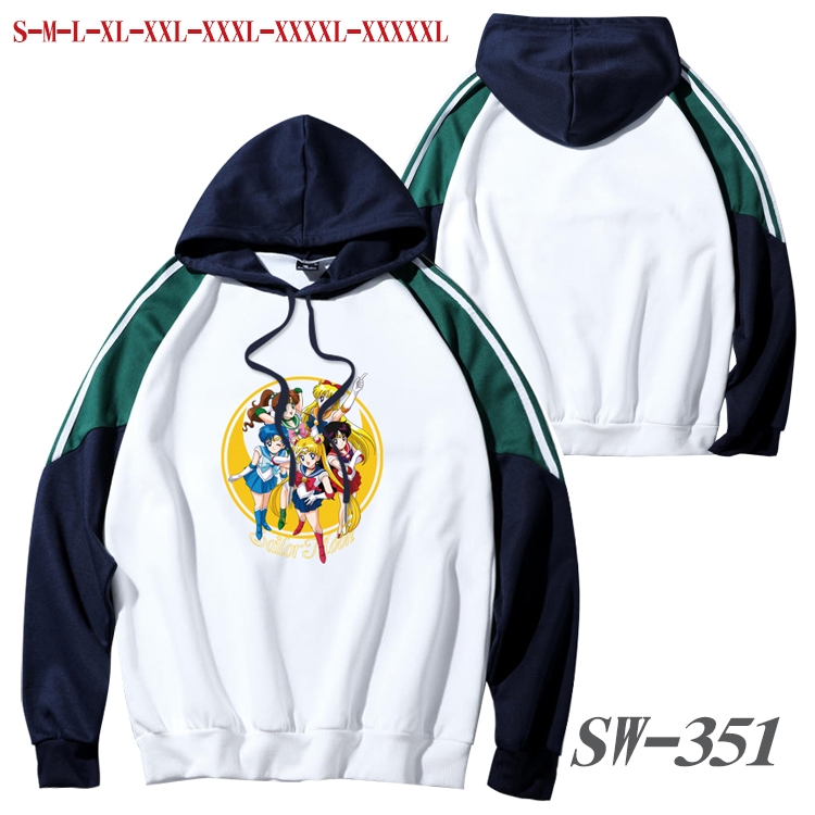 sailormoon Anime color contrast sweater pullover Hoodie from S to 5XL SW-351