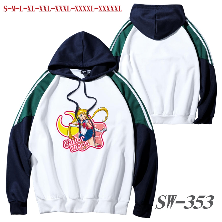 sailormoon Anime color contrast sweater pullover Hoodie from S to 5XL SW-353