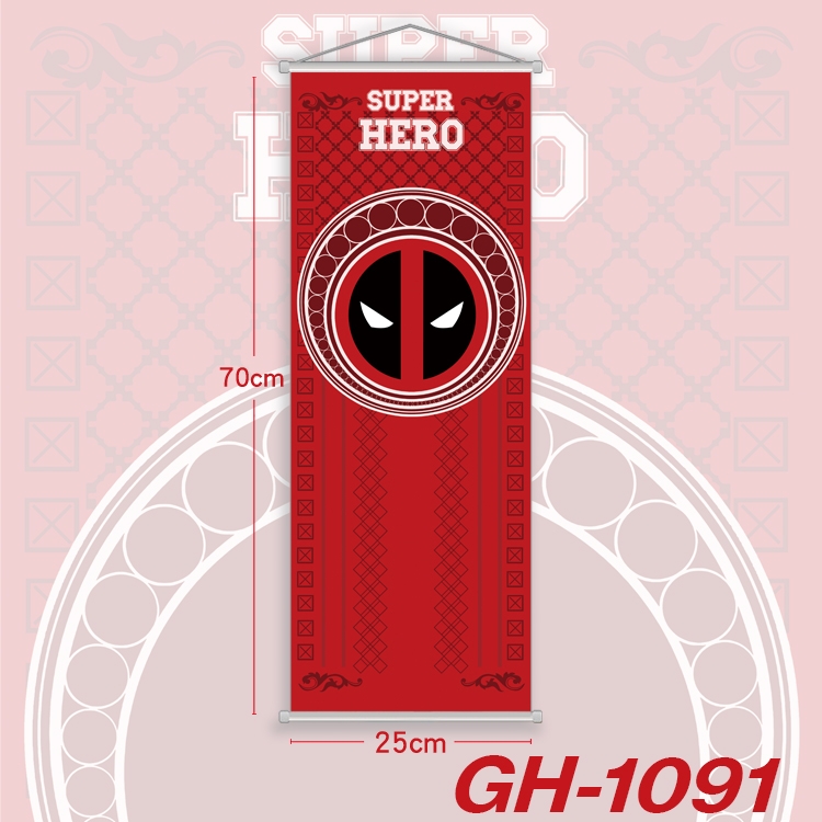 Superhero Plastic Rod Cloth Small Hanging Canvas Painting 25x70cm price for 5 pcs GH-1091A