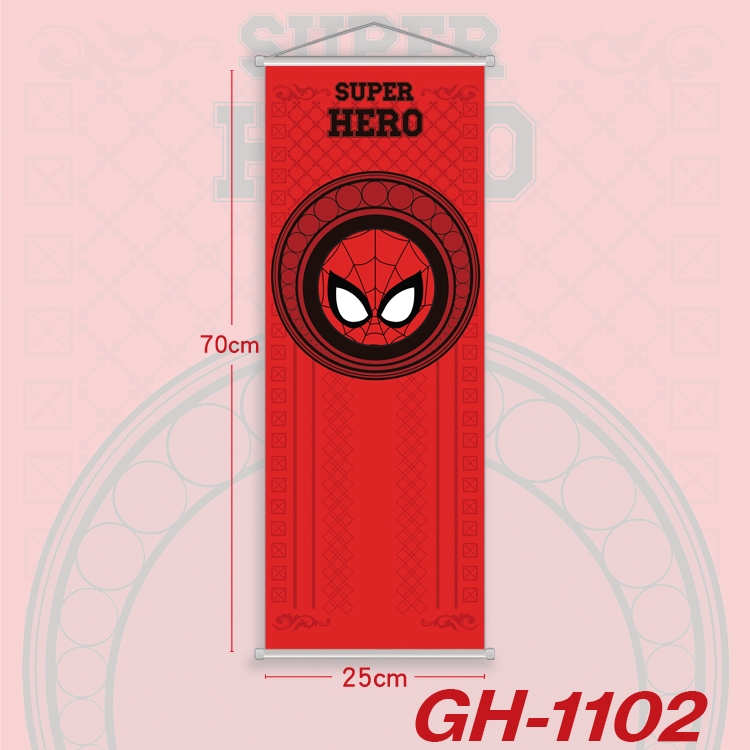 Superhero Plastic Rod Cloth Small Hanging Canvas Painting 25x70cm price for 5 pcs GH-1102A
