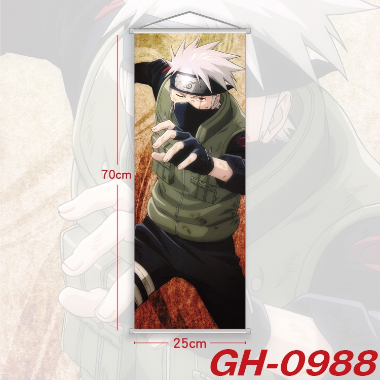 Naruto Plastic Rod Cloth Small Hanging Canvas Painting Wall Scroll 25x70cm price for 5 pcs  GH-0988A