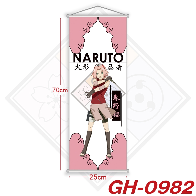 Naruto Plastic Rod Cloth Small Hanging Canvas Painting Wall Scroll 25x70cm price for 5 pcs  GH-0982A