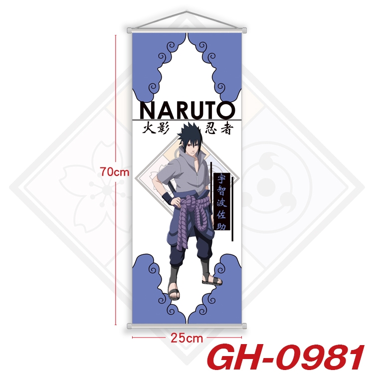 Naruto Plastic Rod Cloth Small Hanging Canvas Painting Wall Scroll 25x70cm price for 5 pcs GH-0981A