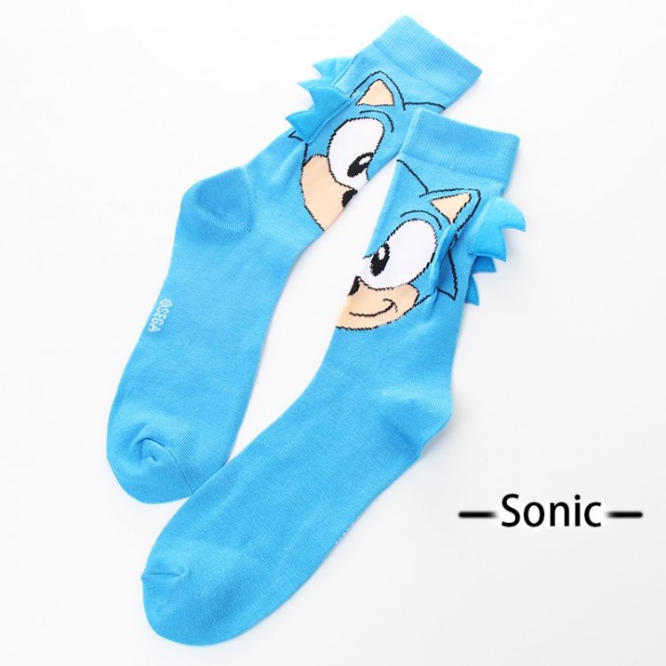 Sonic the Hedgehog Personalized trend Sewing ear tube socks Cartoon stockings  price for 5 pcs